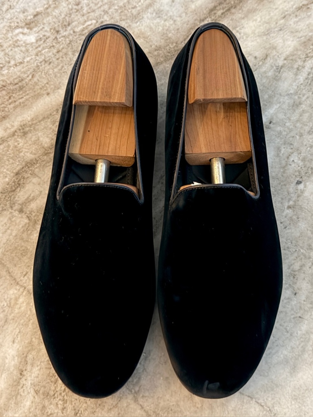 ERMENEGILDO ZEGNA Velvet Stubbs Formal Slipper Loafer 11 US Wootton Black Tux